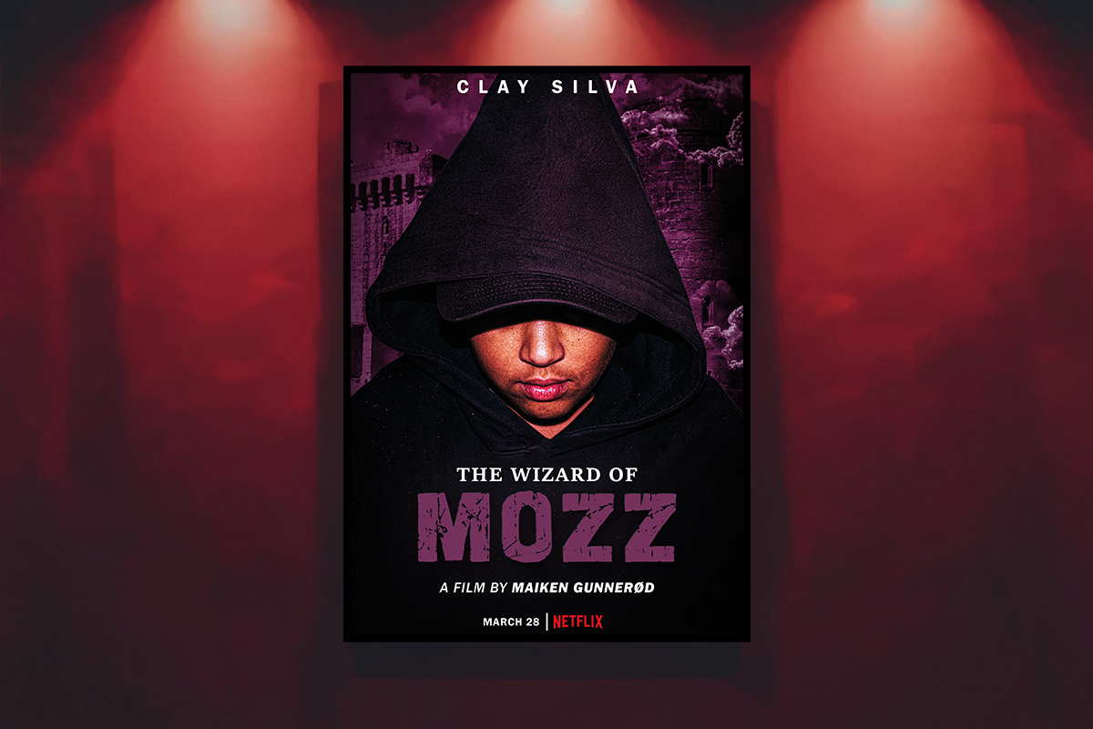 Bilde av filmplakaten til filmen 'The Wizard Of Mozz' som henger på veggen